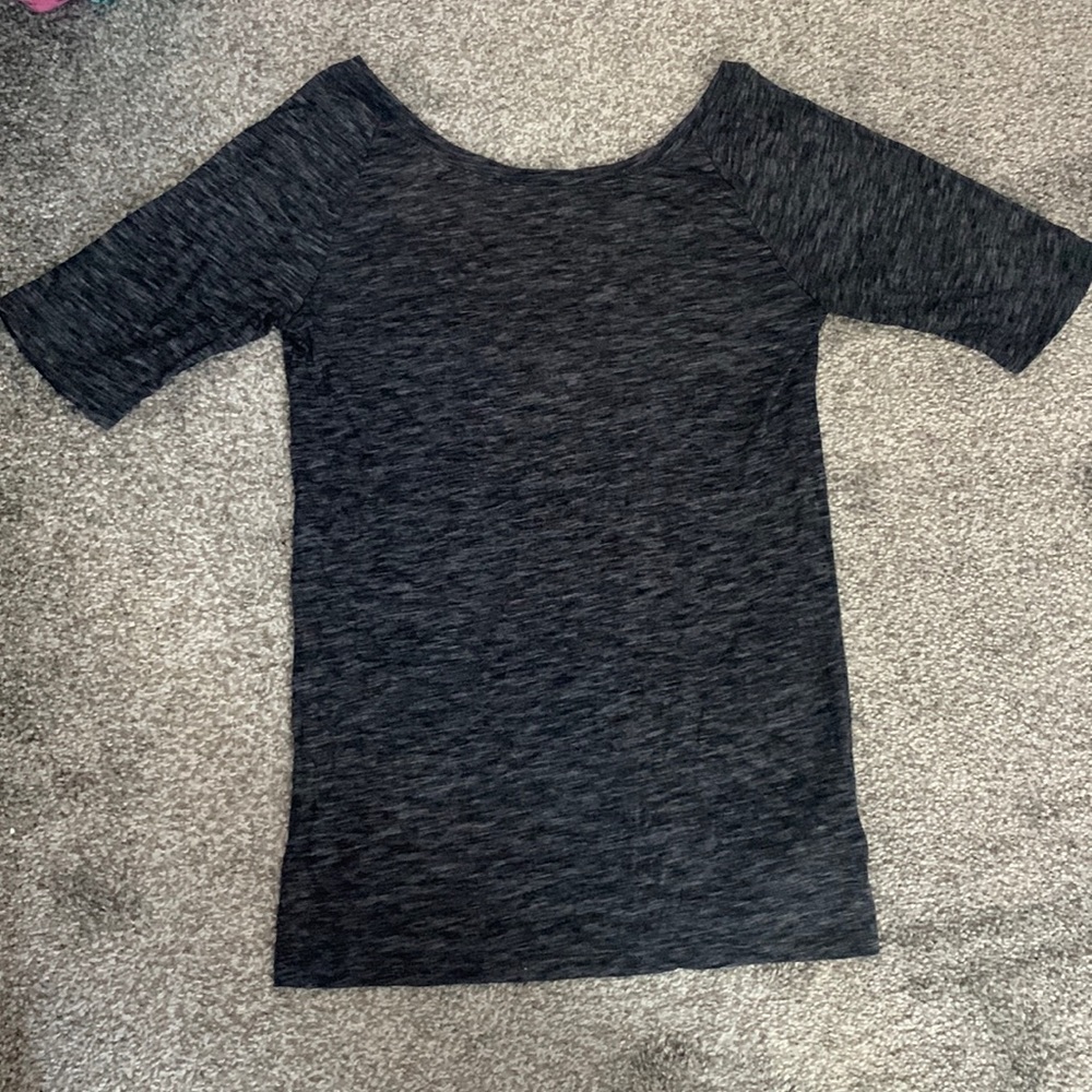 Mid-sleeve black grey top, low back Gap XS